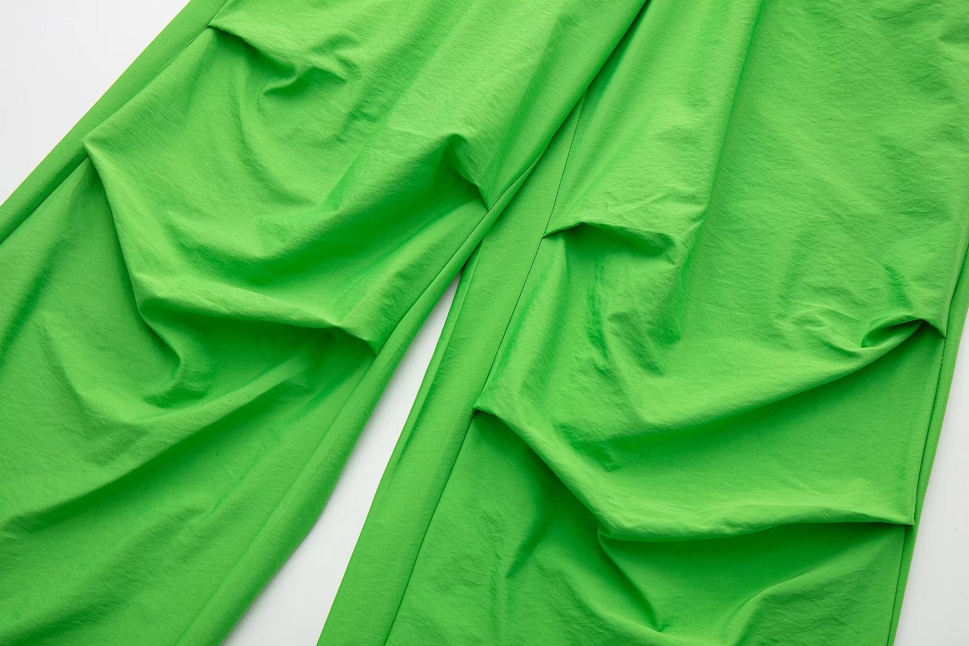 Solid Color Pleated Drawstring Pants