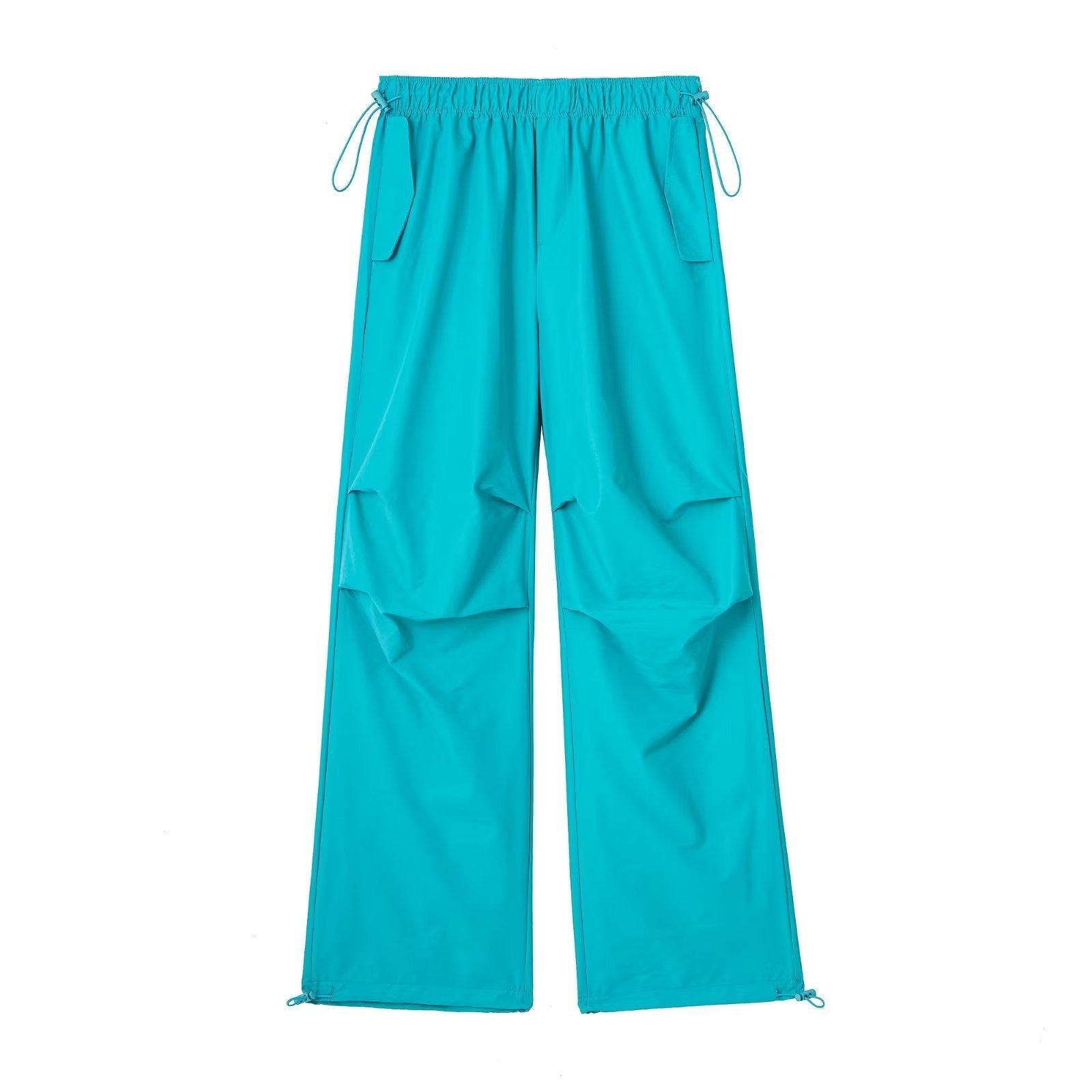 Solid Color Pleated Drawstring Pants