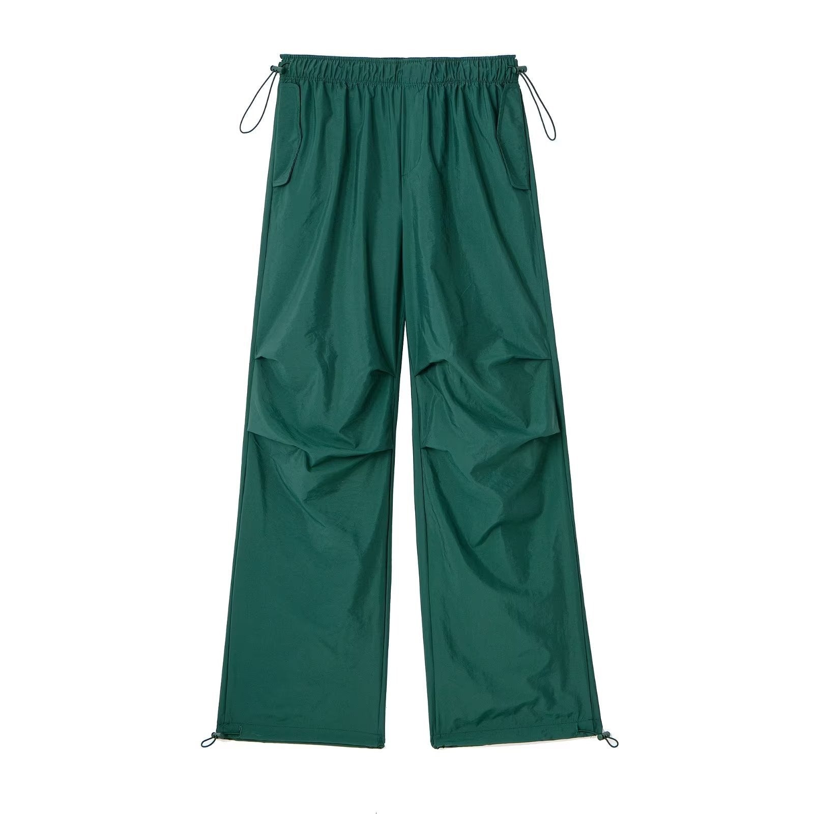 Solid Color Pleated Drawstring Pants