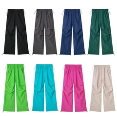 Solid Color Pleated Drawstring Pants