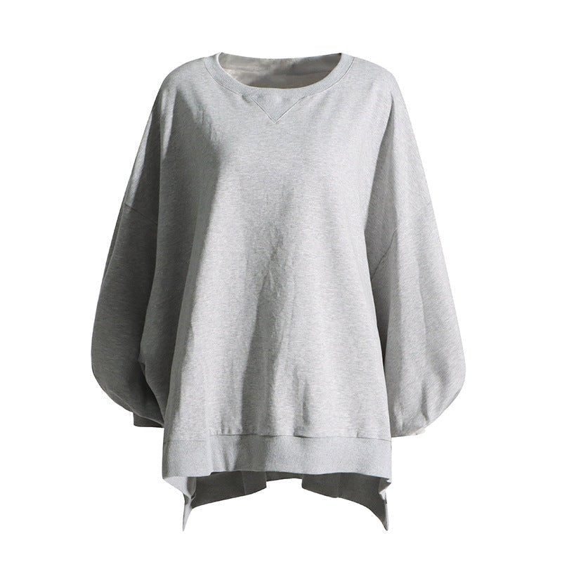 Solid Color Round Neck Sweatshirt