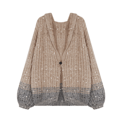 Sparkly Two-Tone Knit Cardigan