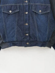 Spliced Denim Loose Bomber Jacket