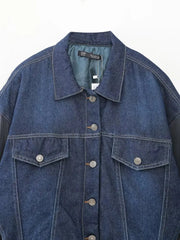 Spliced Denim Loose Bomber Jacket