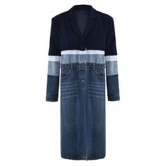 Spliced Denim Skirt Trench Coat