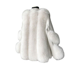 Spliced Faux Fur and Leather Coat