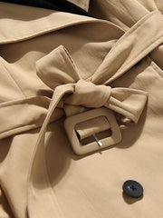 Spliced Lace Up Double-Breasted Coat