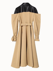 Spliced Lace Up Double-Breasted Coat
