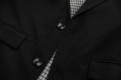 Spliced Plaid Grid Trench Coat