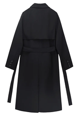 Spliced Plaid Grid Trench Coat