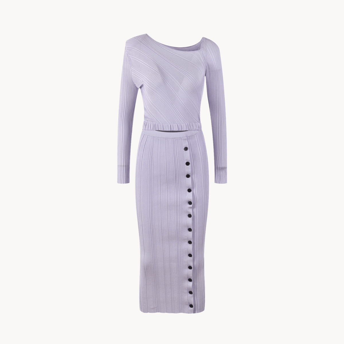 Spliced Ribbed Knit Midi Dress