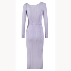 Spliced Ribbed Knit Midi Dress