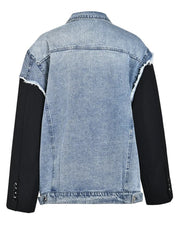 Spliced Ripped Denim Jacket