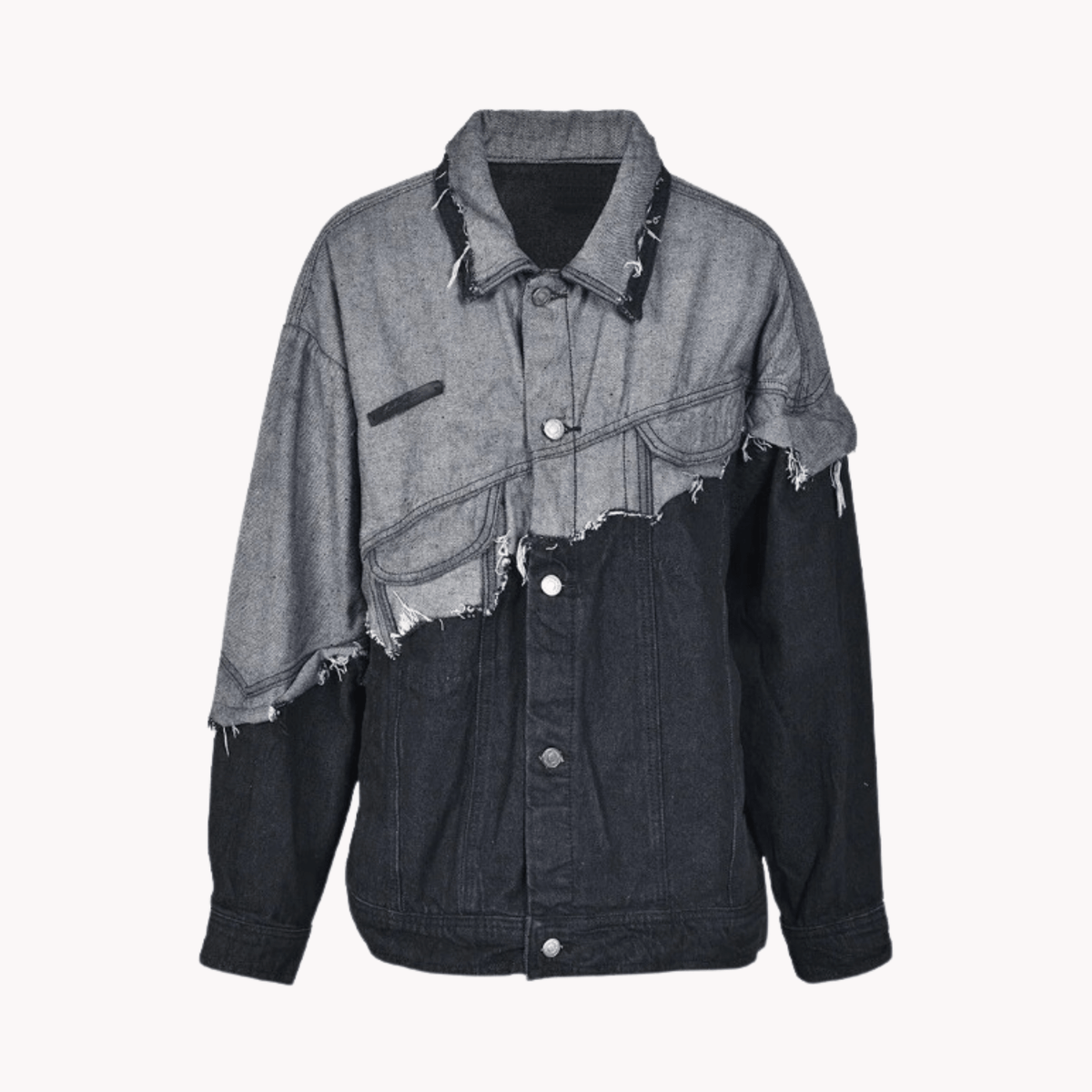 Spliced Ripped Effect Demin Jacket