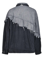 Spliced Ripped Effect Demin Jacket