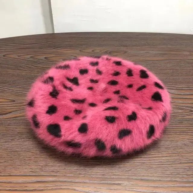 Spotted Faux Fur Beret