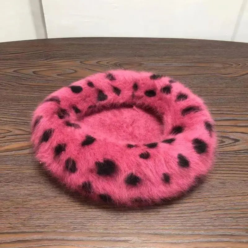 Spotted Faux Fur Beret