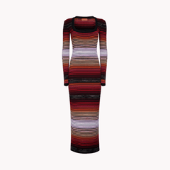 Square Neckline Bodycon Striped Dress