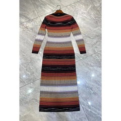 Square Neckline Bodycon Striped Dress