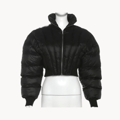 Stand Collar Cropped Padded Jacket