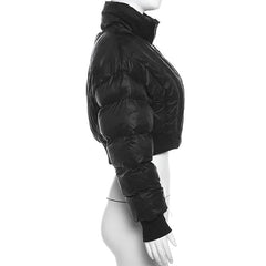 Stand Collar Cropped Padded Jacket