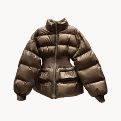 Stand Collar with Waistband Cotton Jacket