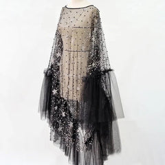 Star Shower Ruffle Sheer Dress