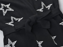 Star-Studded Belted Knit Jacket
