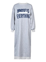 Statement Denim Spliced Sweatshirt Dress