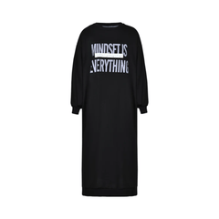 Statement Denim Spliced Sweatshirt Dress