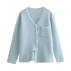 Stitched Edge Accent Knit Sweater