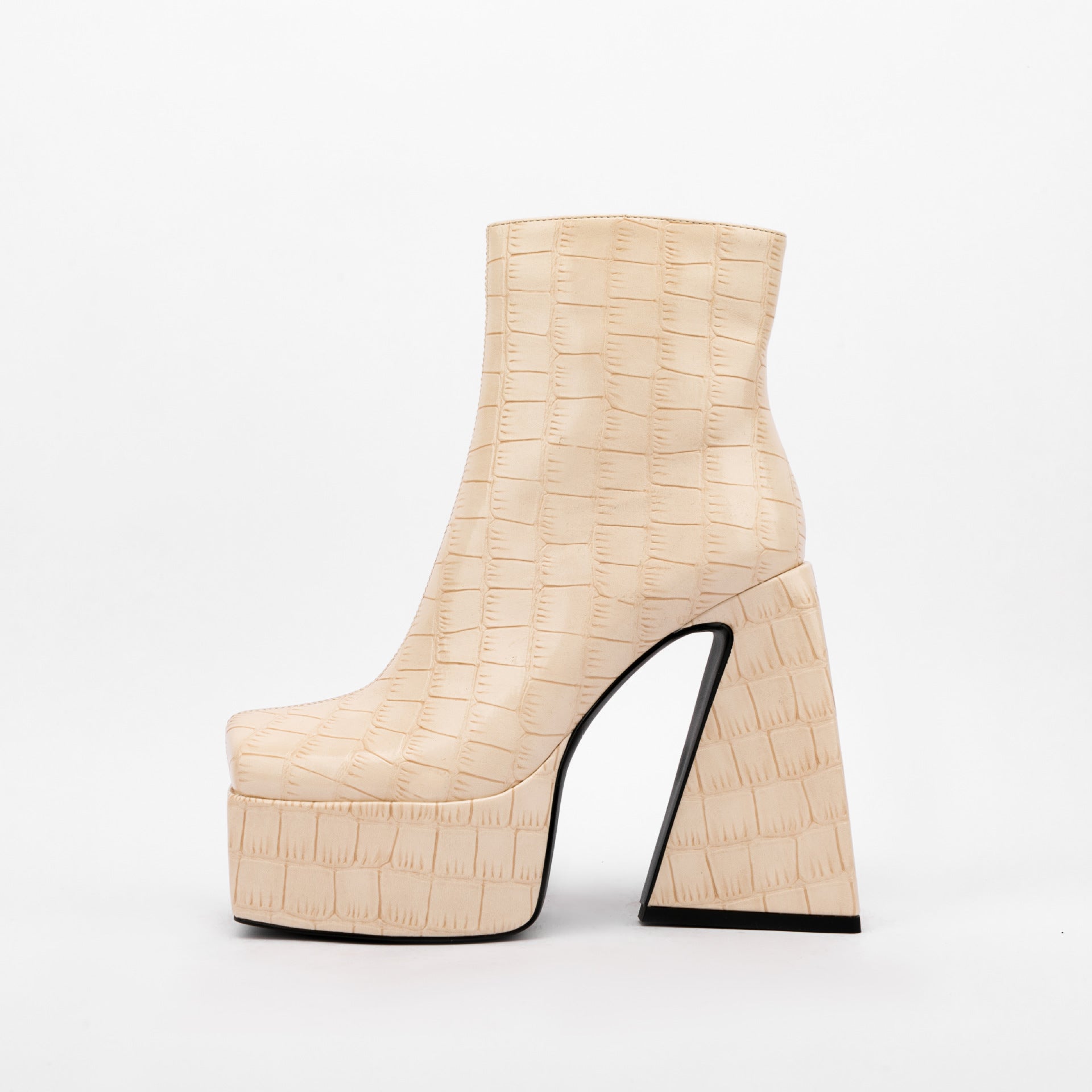 Stone Pattern High Heel Boots