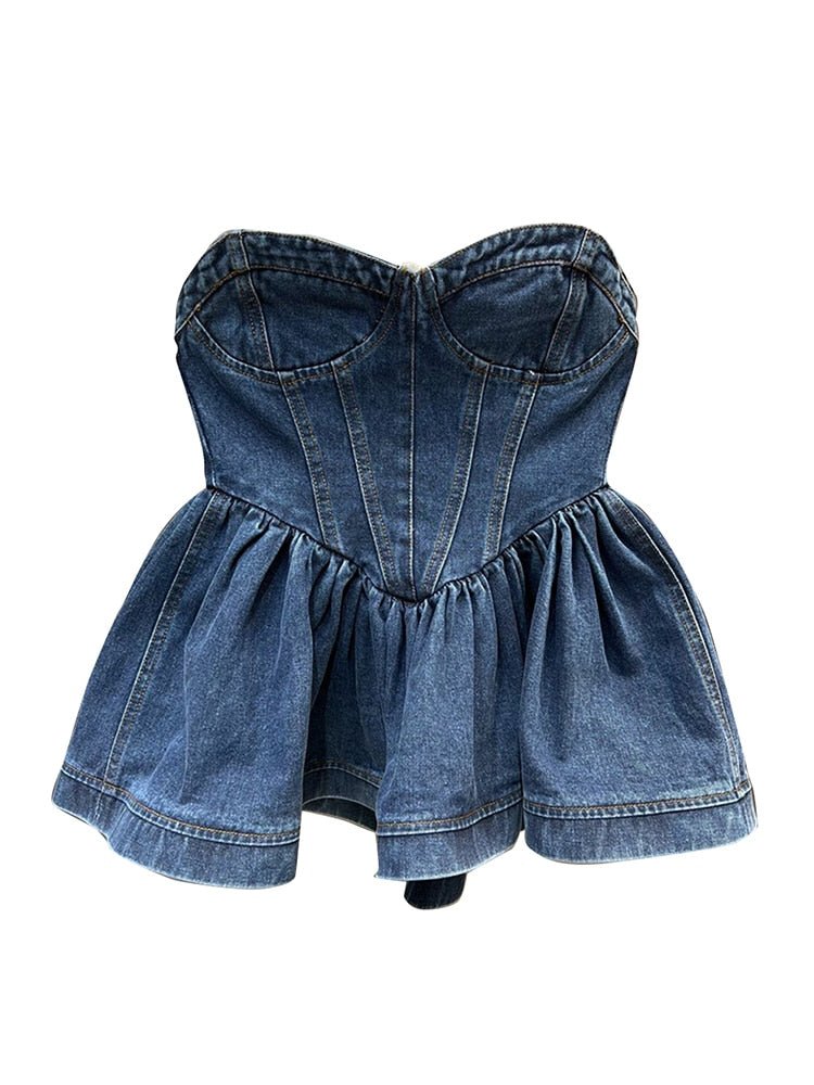 Strapless Denim Top - Final Sale
