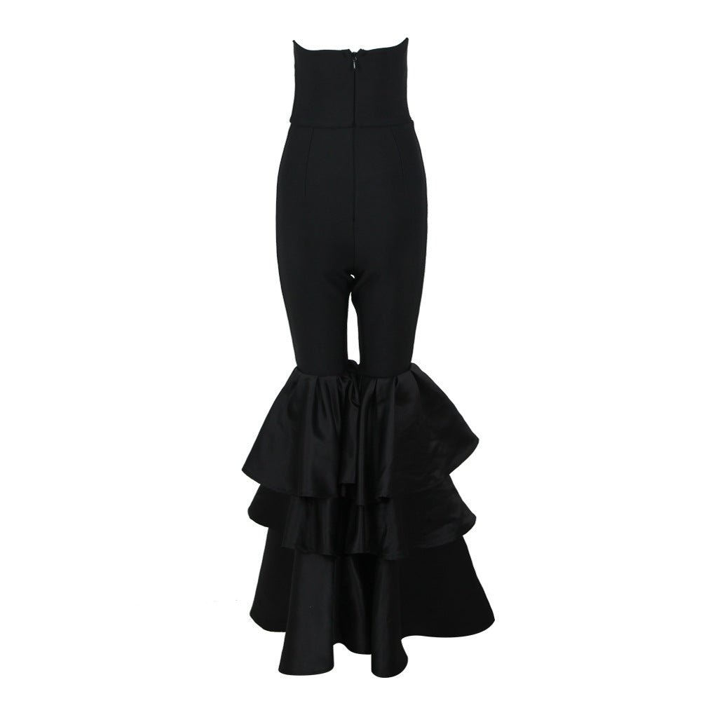 Strapless Spandex Ruffle Jumpsuit