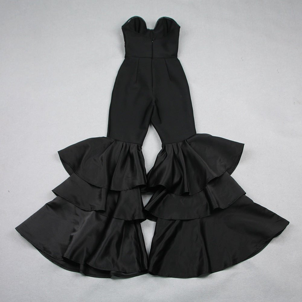 Strapless Spandex Ruffle Jumpsuit