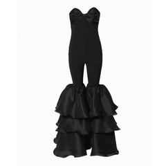 Strapless Spandex Ruffle Jumpsuit