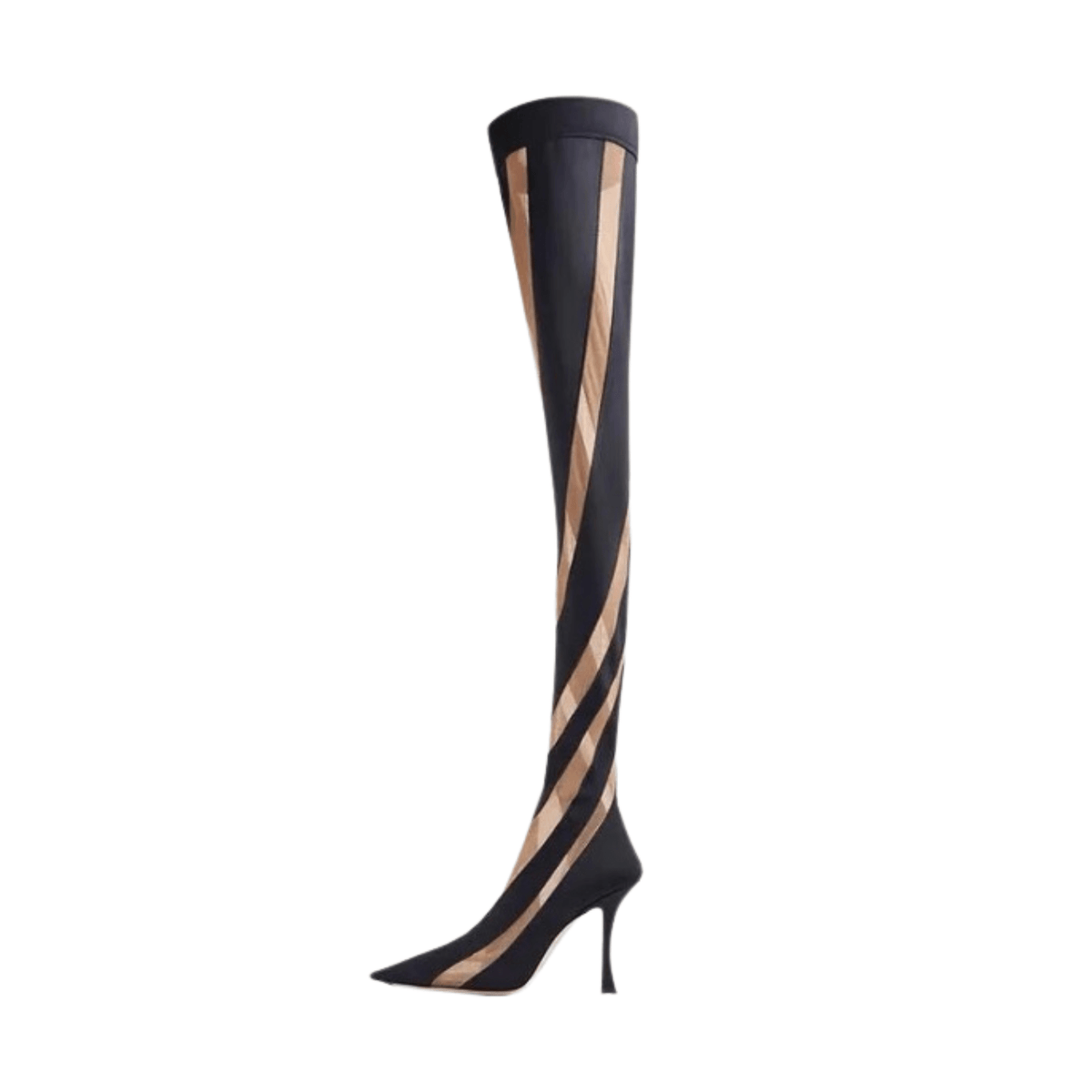 Stretch Cloth Vegan Leather High Boots