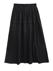 Stretch Waist Mid-Calf Pleated Skirt