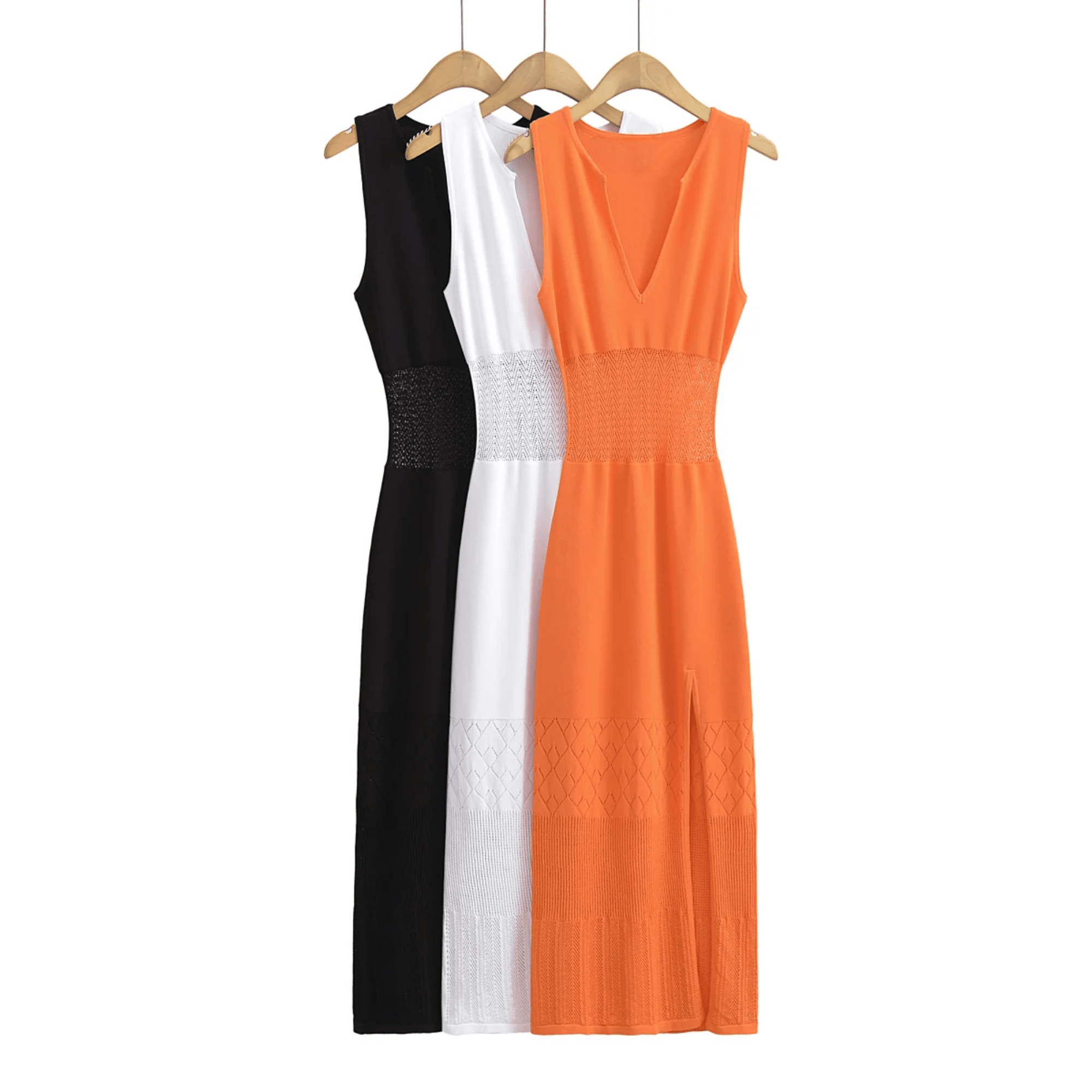 Stretchable Sleeveless Knit Midi Dress