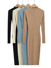 Stretchable Slim Midi Knit Dress