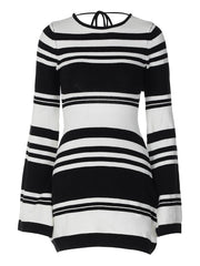 Striped Backless Knit Mini Dress