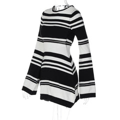 Striped Backless Knit Mini Dress