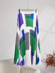 Striped Colorblock Pleated Top + Skirt