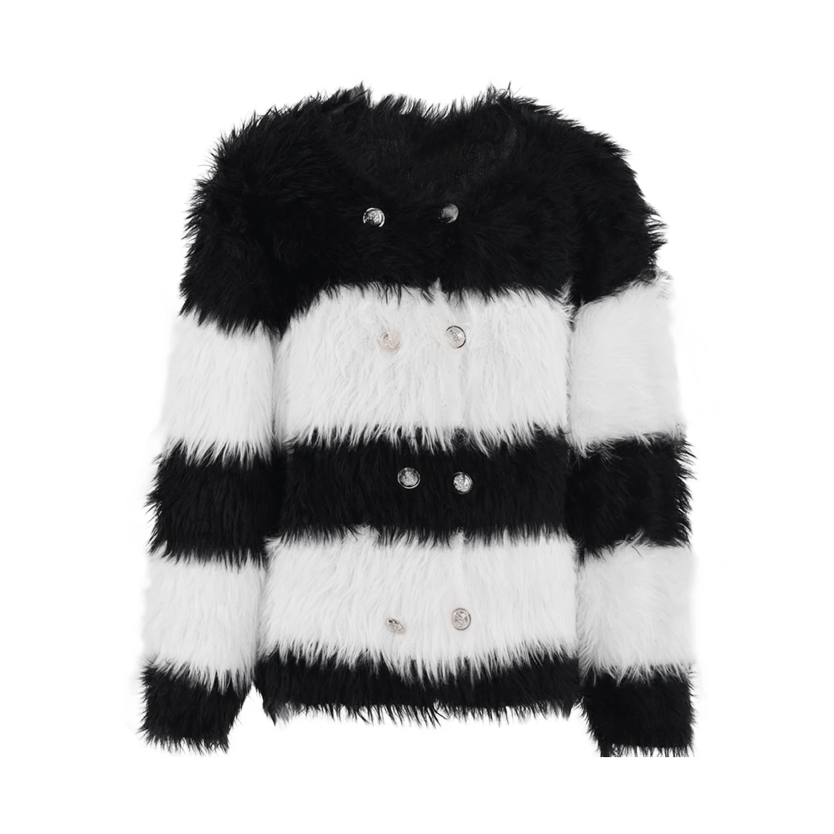 Striped Contrast Burr Knit Sweater
