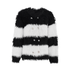 Striped Contrast Burr Knit Sweater