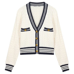 Striped Edges Short Knit Sweater