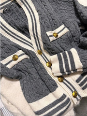 Striped Edges Short Knit Sweater
