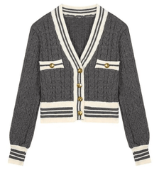 Striped Edges Short Knit Sweater