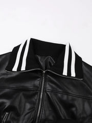 Striped Edges Zip-Up Jacket