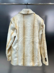 Striped Faux Fur Plush Jacket